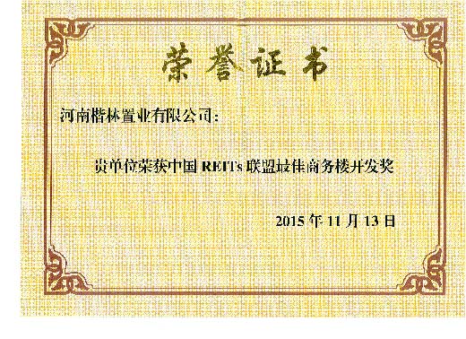 中國REITS聯(lián)盟最佳商務(wù)樓開發(fā)獎