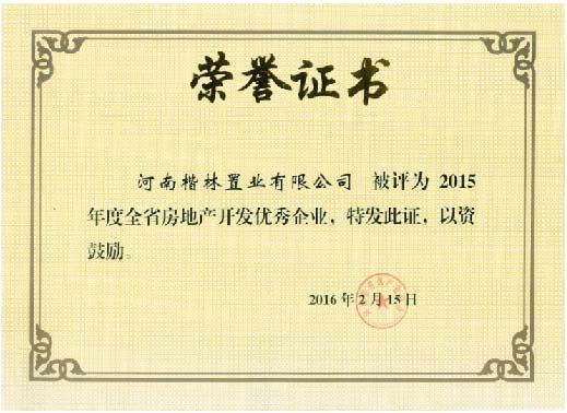 省房地產(chǎn)開發(fā)優(yōu)秀企業(yè)